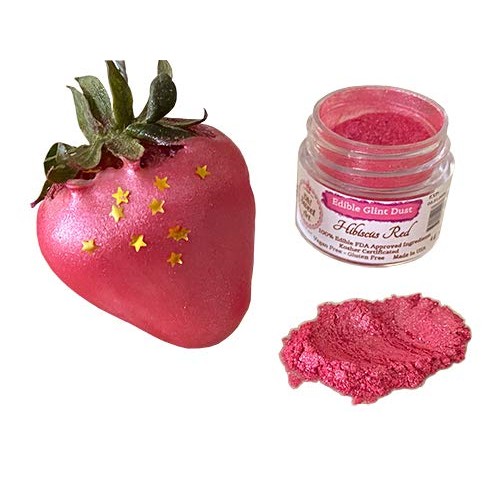 Edible Glint Dust Hibiscus Red, Edible Luster Dust, 4 Gram Jar,