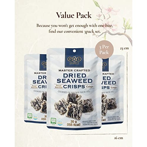 OHS DRIED SEAWEED CRISPS Pack of 3 - Traditional Korean Health...