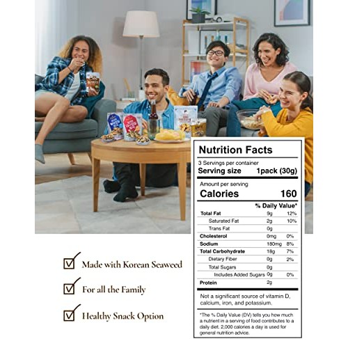 OHS DRIED SEAWEED CRISPS Pack of 3 - Traditional Korean Health...