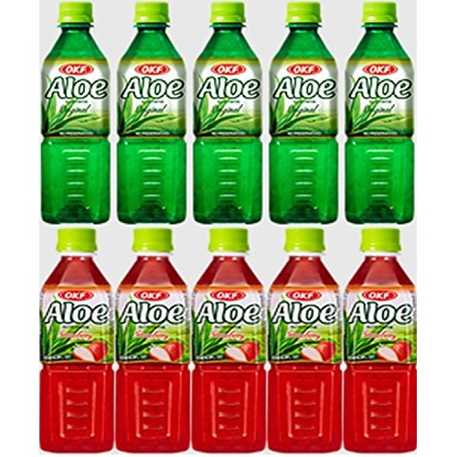 Okf Aloe Vera Original &Amp; Aloe Strawberry Drink 16.9-Ounce Bottle