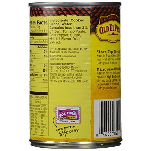 Old El Paso Fat Free Refried Beans 16 Oz Can