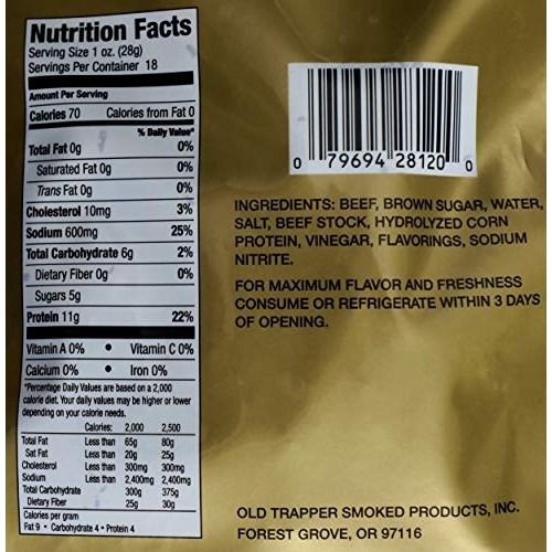 Old Trapper Old Fashioned Beef Jerky Naturally Smoked Family-Siz