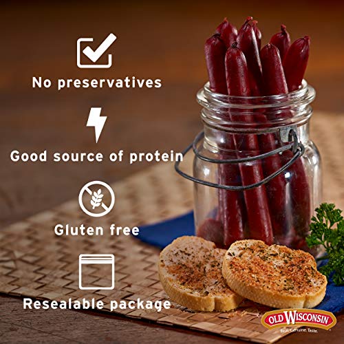 Old Wisconsin Beef Snack Sticks, High Protein, Gluten Free, 24 O