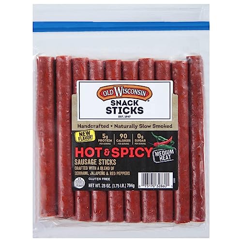 Old Wisconsin Hot & Spicy Sausage Snack Sticks, 28oz Resealable ...
