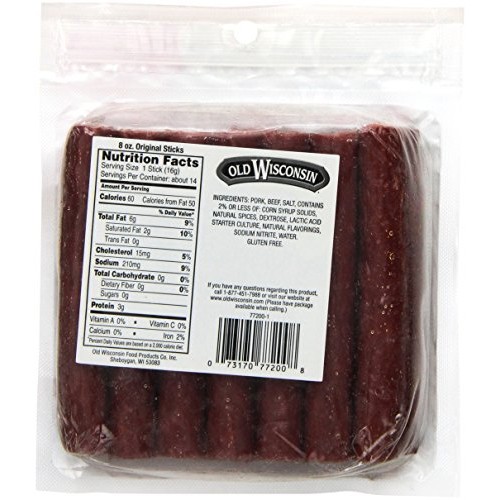 Old Wisconsin Snack Sticks, Original, 8-Ounce Package & Turkey S...