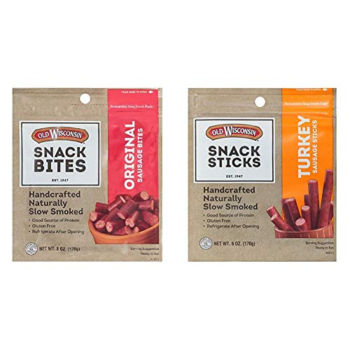 Old Wisconsin Snack Sticks, Original, 8-Ounce Package & Turkey S...