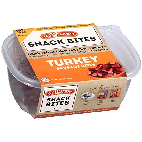 Old Wisconsin Turkey Sausage Snack Bites, Naturally Smoked, Read