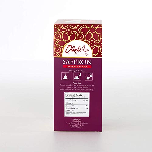 Olinda Saffron Black Tea, Natural Herbs And Cinnamon, 28 Tea Bag