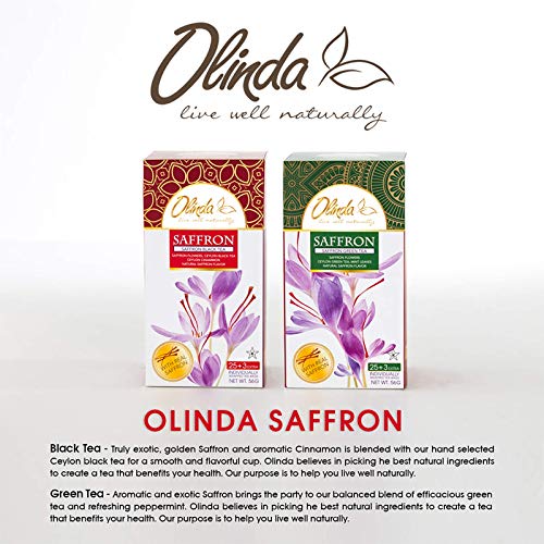 Olinda Saffron Black Tea, Natural Herbs And Cinnamon, 28 Tea Bag