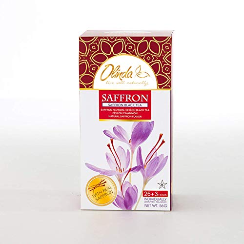 Olinda Saffron Black Tea, Natural Herbs And Cinnamon, 28 Tea Bag