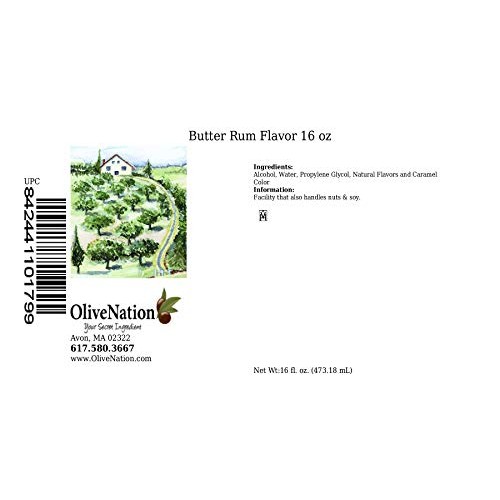 Olivenation Butter Rum Flavoring, Non-Alcoholic Buttered Rum Ext