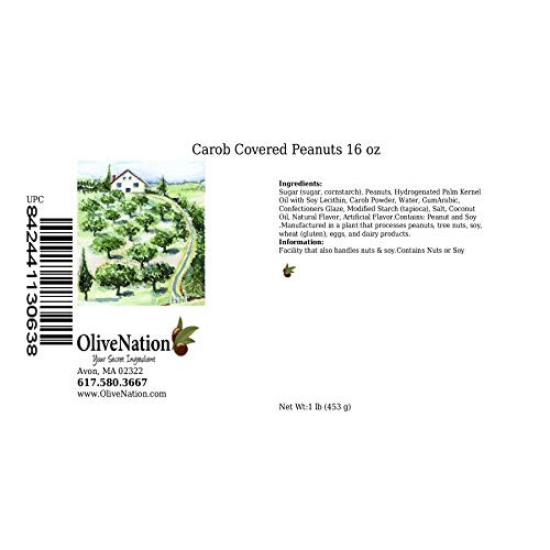 Olivenation Carob Covered Peanuts, Dark Brown Coating, Sweet, Sa