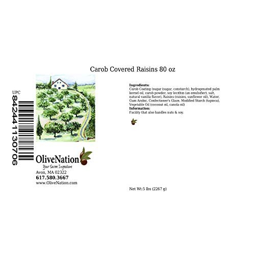 OliveNation Carob Covered Raisins, Dark Brown Coating, Sweet Dri...