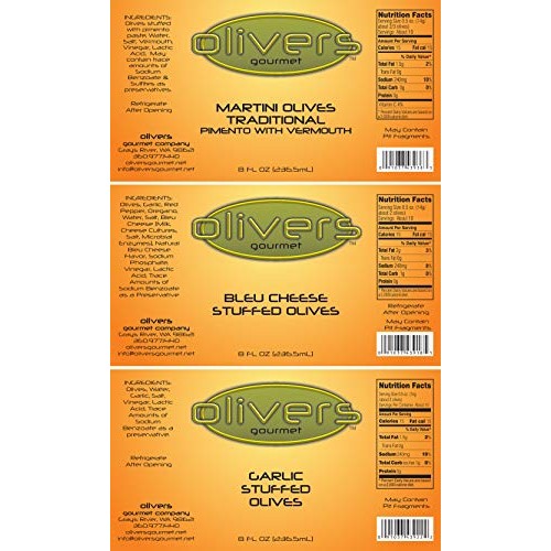 Olivers Gourmet Olives Gift Set - Blue Cheese Stuffed, Garlic St