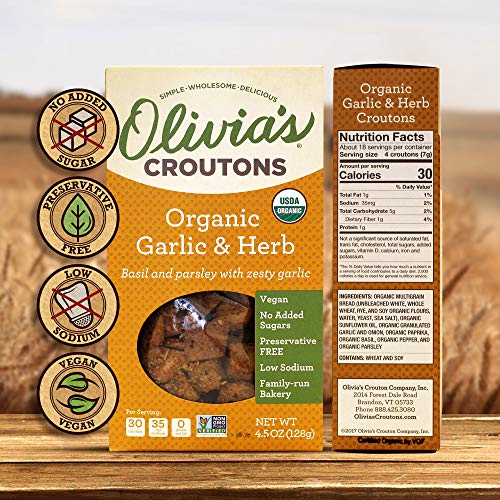 Organic Garlic And Herb Croutons For Salad - Salad Toppings Crun