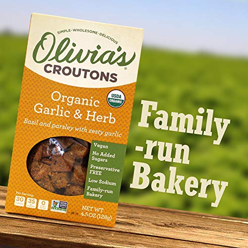 Organic Garlic And Herb Croutons For Salad - Salad Toppings Crun