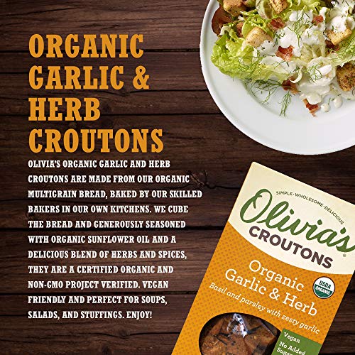 Organic Garlic And Herb Croutons For Salad - Salad Toppings Crun