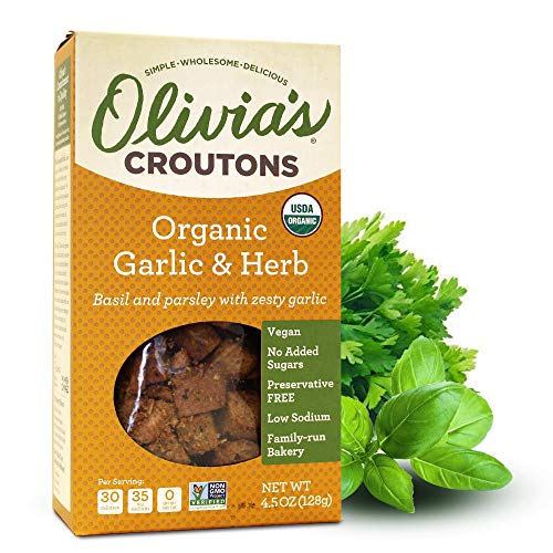 Organic Garlic And Herb Croutons For Salad - Salad Toppings Crun