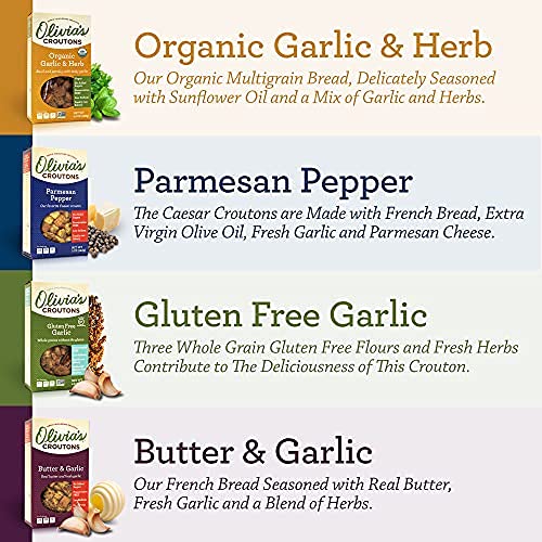 Olivias Croutons Variety Pack - Butter & Garlic, Parmesan Peppe...