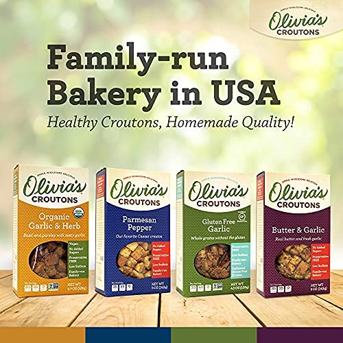 Olivias Croutons Variety Pack - Butter & Garlic, Parmesan Peppe...