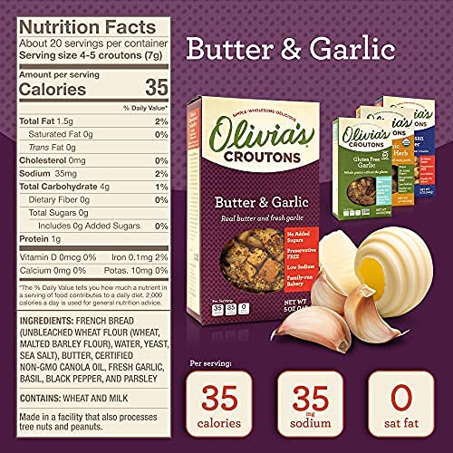 Olivias Croutons Variety Pack - Butter & Garlic, Parmesan Peppe...