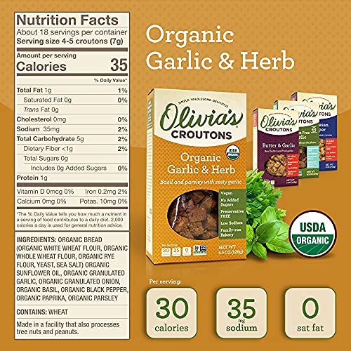 Olivias Croutons Variety Pack - Butter & Garlic, Parmesan Peppe...