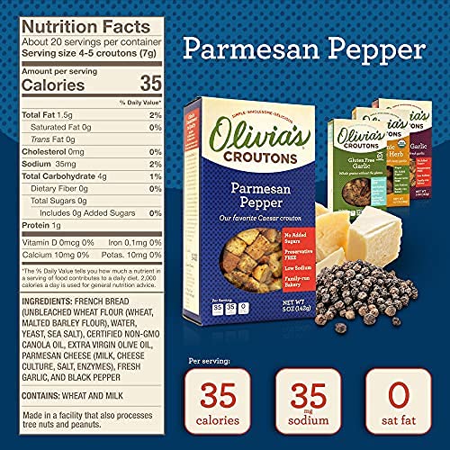 Olivias Croutons Variety Pack - Butter & Garlic, Parmesan Peppe...