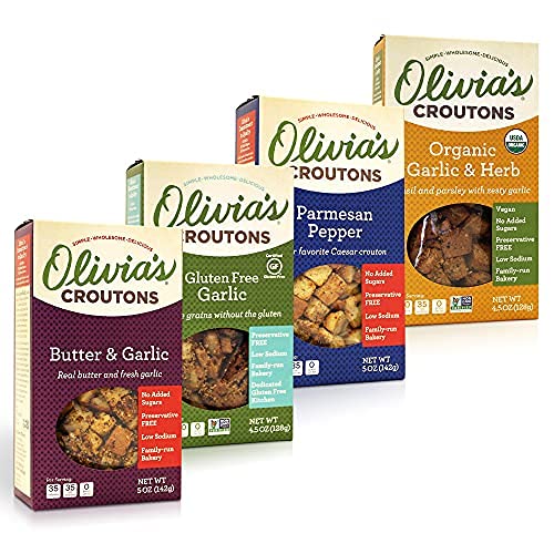 Olivias Croutons Variety Pack - Butter & Garlic, Parmesan Peppe...