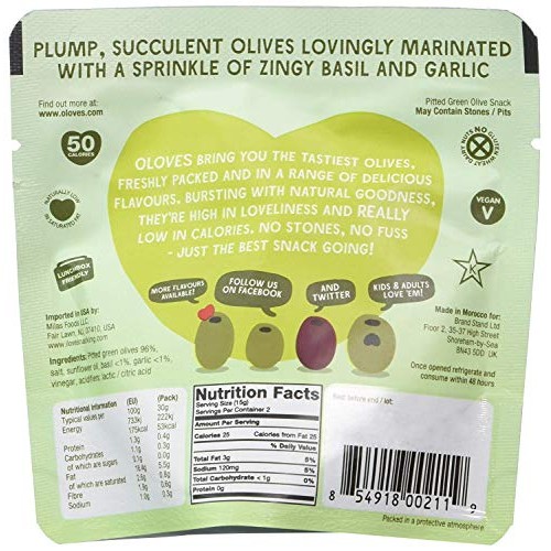 Oloves Basil &Amp; Garlic | Fresh Green Pitted Olives | All Natural