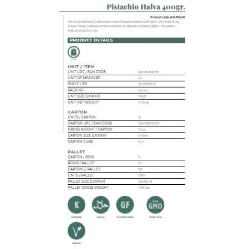 Greek Halva With Pistachios By Olympos - Super-Soft Greek Desser