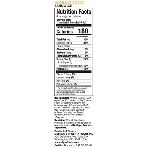 Olyra Organic Sandwich Biscuits Hazelnut Cocoa-Vegan-Low Sugar H