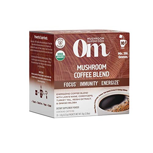 Om Mushroom Superfood Coffee Blend Mushroom Powder, Single Serve...