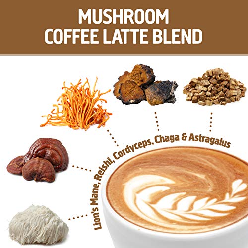 Om Mushroom Superfood Coffee Latte Blend Mushroom Powder, Single...