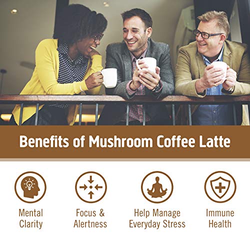 Om Mushroom Superfood Coffee Latte Blend Mushroom Powder, Single...