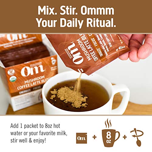 Om Mushroom Superfood Coffee Latte Blend Mushroom Powder, Single...