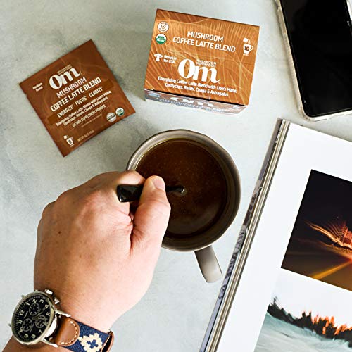 Om Mushroom Superfood Coffee Latte Blend Mushroom Powder, Single...