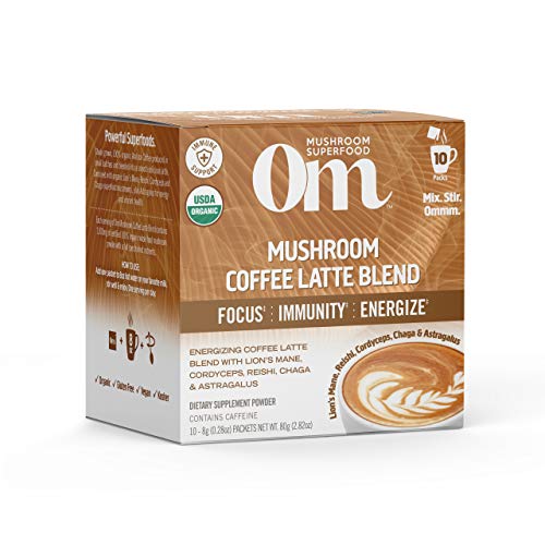 Om Mushroom Superfood Coffee Latte Blend Mushroom Powder, Single...