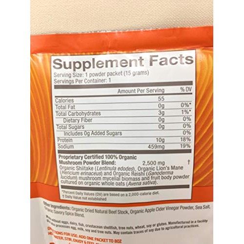 Om Mushroom Superfood Organic Beef Bone Broth Drink Mix, 0.53 Oz