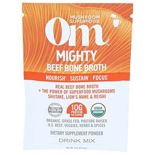Om Mushroom Superfood Organic Beef Bone Broth Drink Mix, 0.53 Oz