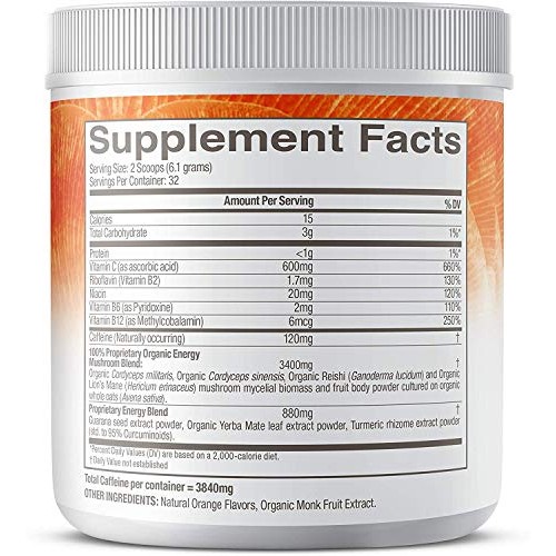 Om Mushroom Superfood Powder, Energy Plus, Citrus Orange, 7.05 O