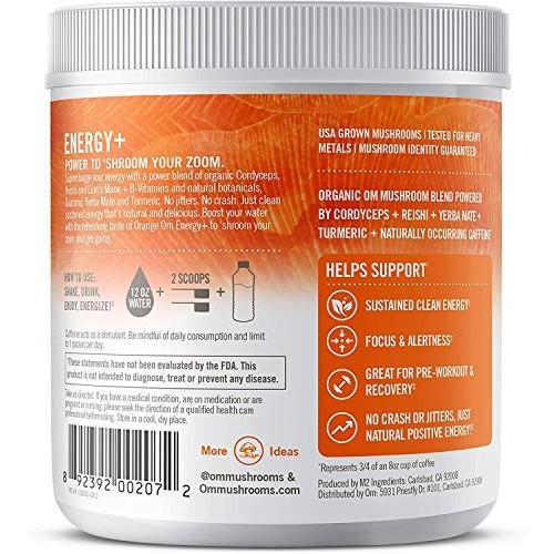 Om Mushroom Superfood Powder, Energy Plus, Citrus Orange, 7.05 O