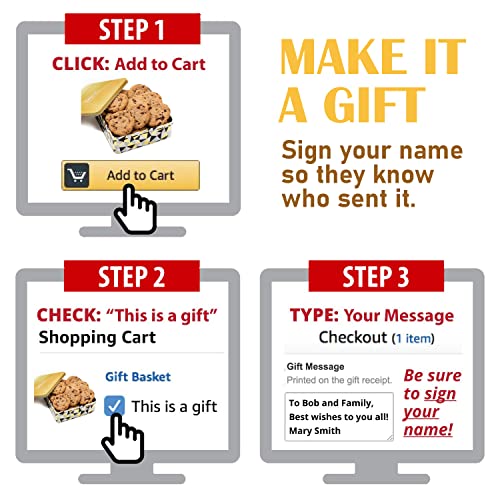 Chocolate Chip Cookies Gift Basket 1.5 LB Gourmet Tin Fudge Fill...