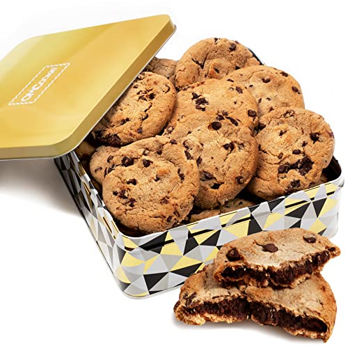 Chocolate Chip Cookies Gift Basket 1.5 LB Gourmet Tin Fudge Fill...
