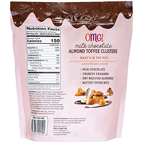 OMG! Milk Chocolate Almond Toffee Clusters 24 oz. Pack of 2