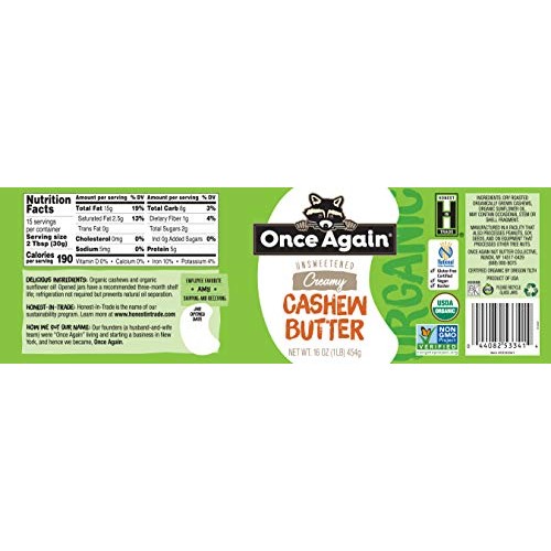 Once Again Natural Creamy Roasted Almond Butter, Unsweetened And