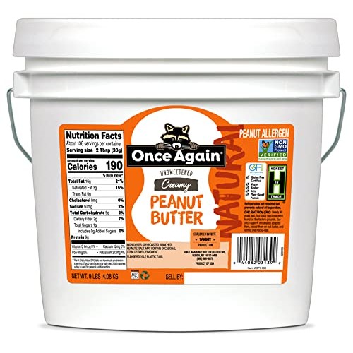 Once Again Natural, Creamy Peanut Butter, 9Lb Bucket - Lightly S