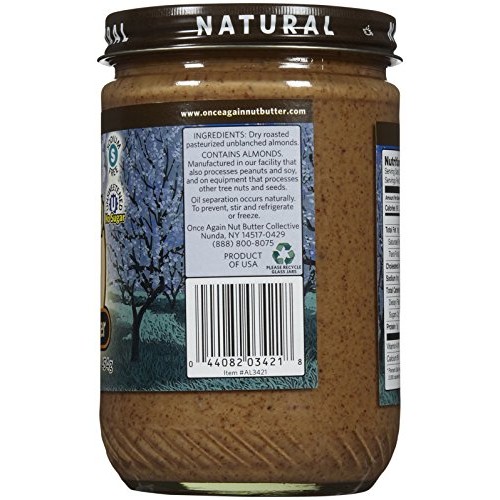 Once Again Natural, Crunchy Almond Butter - Salt Free, Unsweeten