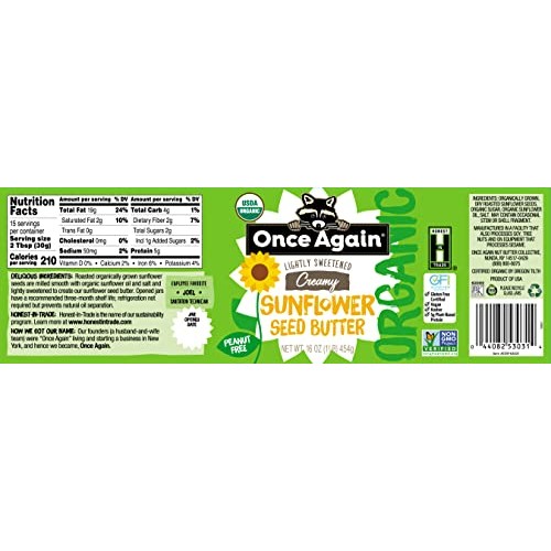Once Again Organic Creamy Sunflower Butter, 16oz - Lightly Salte...