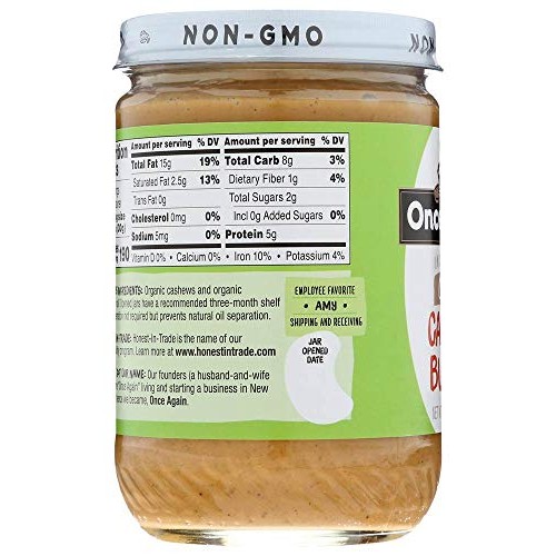 Organic Creamy Cashew Butter 16 Ounce 454 Grams Jar