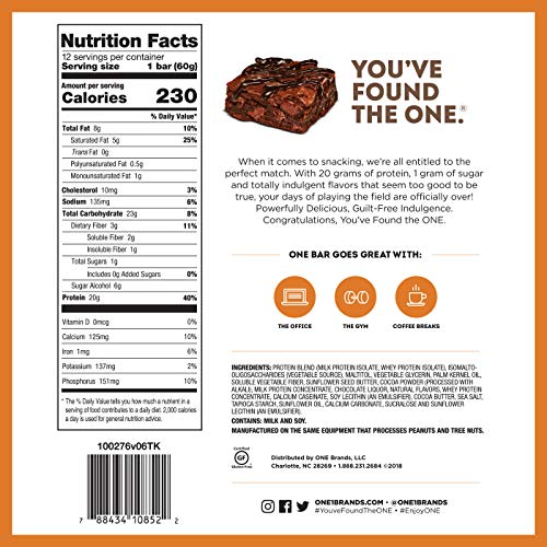 One Protein Bars, Chocolate Brownie, Gluten Free Protein Bars Wi